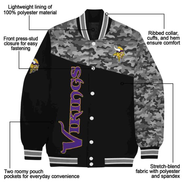 minnesota vikings camo patchwork black jacket new arrival jacketwow