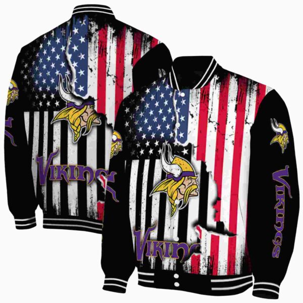 minnesota vikings patriotic theme black jacket fashion forward jacketwow