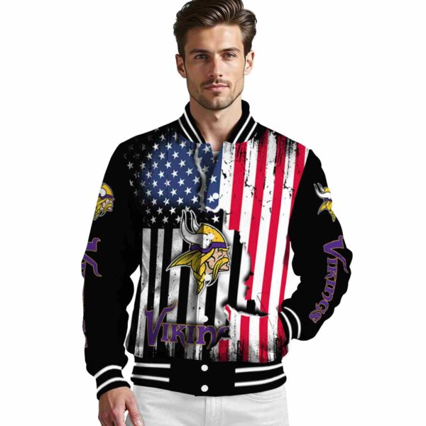 minnesota vikings patriotic theme black jacket high quality jacketwow