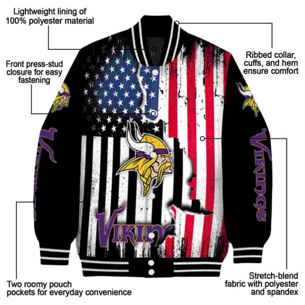 minnesota vikings patriotic theme black jacket new arrival jacketwow