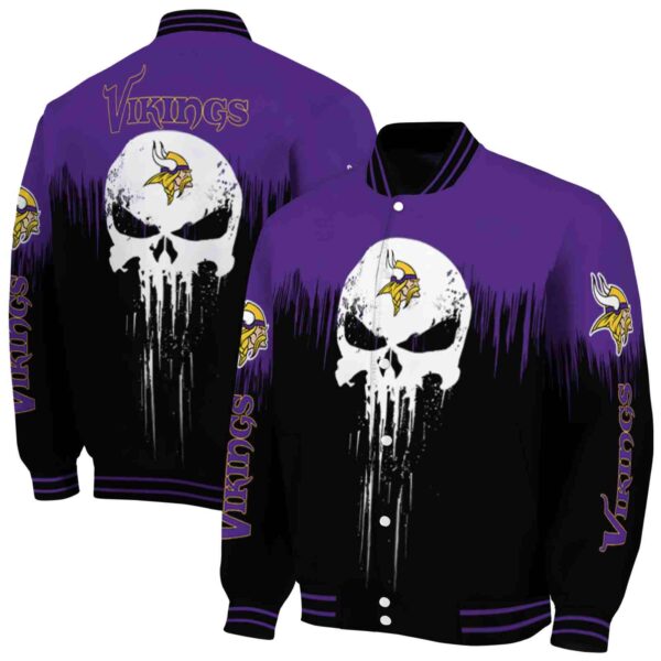 minnesota vikings punisher skull purple black white jacket fashion forward jacketwow