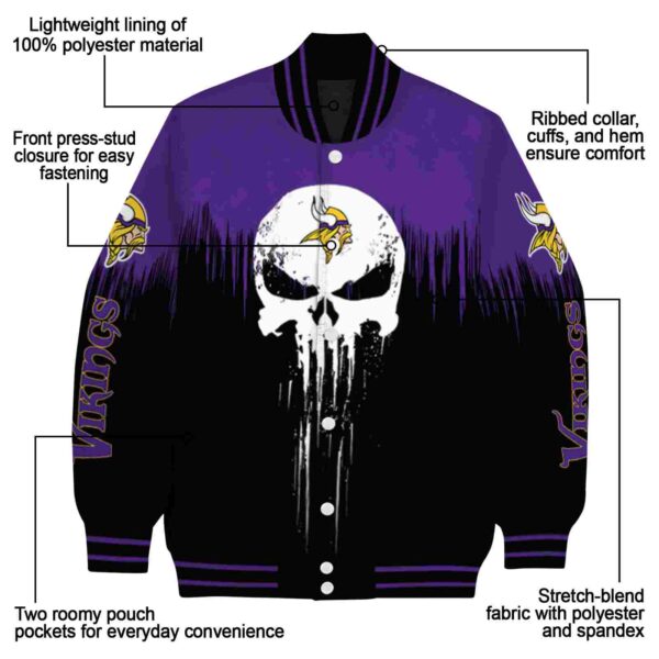 minnesota vikings punisher skull purple black white jacket new arrival jacketwow