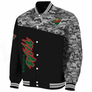 minnesota wild camo patchwork black jacket best selling jacketwow