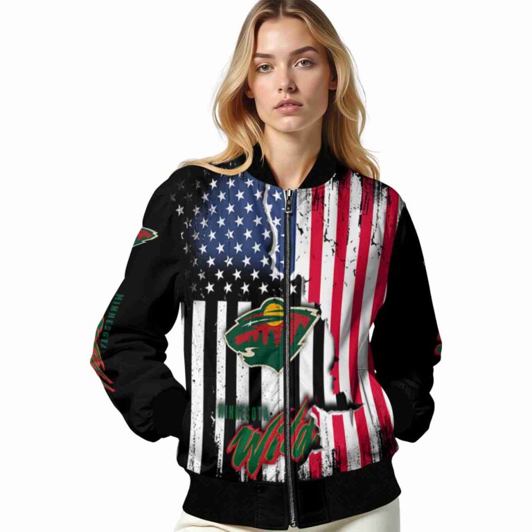 minnesota wild patriotic theme black jacket latest model jacketwow