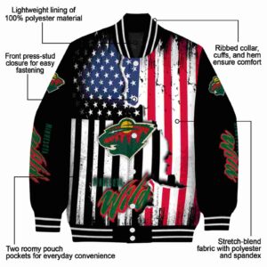 minnesota wild patriotic theme black jacket new arrival jacketwow