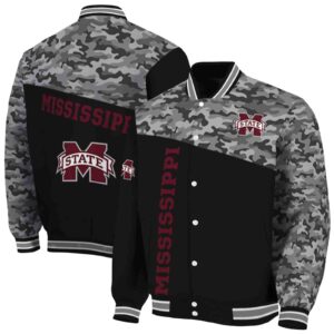 mississippi state bulldogs camo patchwork black jacket fashion forward jacketwow