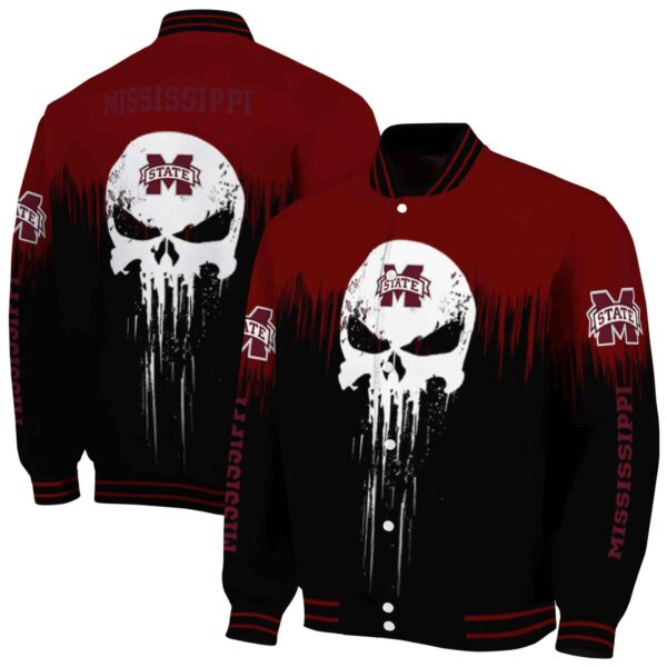 mississippi state bulldogs punisher skull maroon black white jacket fashion forward jacketwow