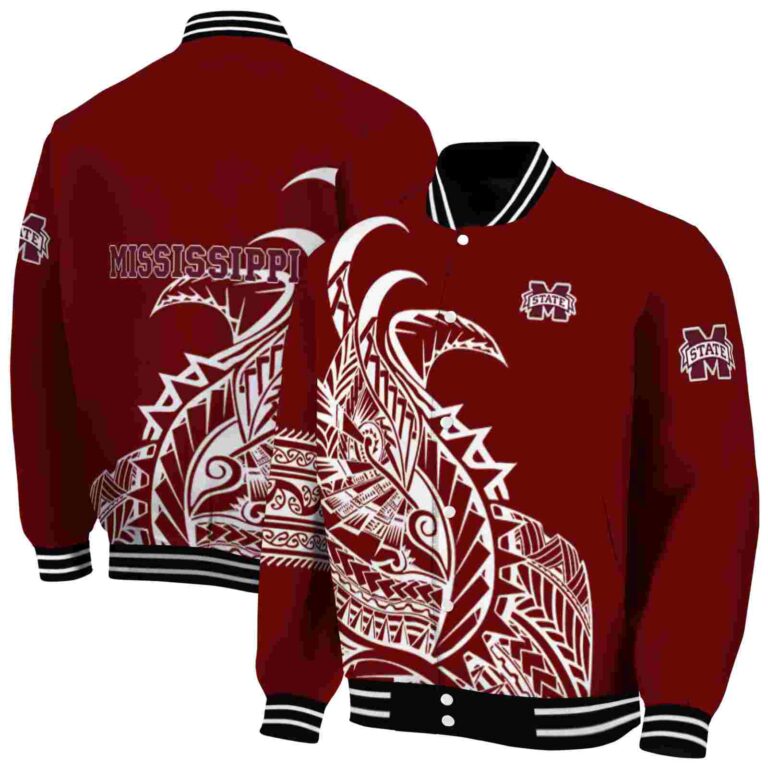 mississippi state bulldogs tribal art maroon white black jacket fashion forward jacketwow