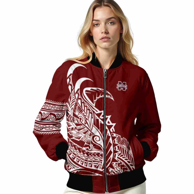 mississippi state bulldogs tribal art maroon white black jacket latest model jacketwow