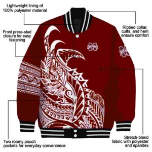 mississippi state bulldogs tribal art maroon white black jacket new arrival jacketwow