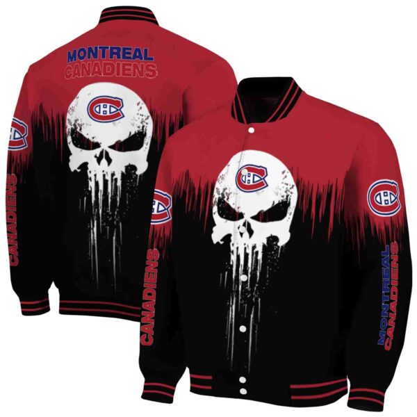 montreal canadiens punisher skull red black white jacket fashion forward jacketwow
