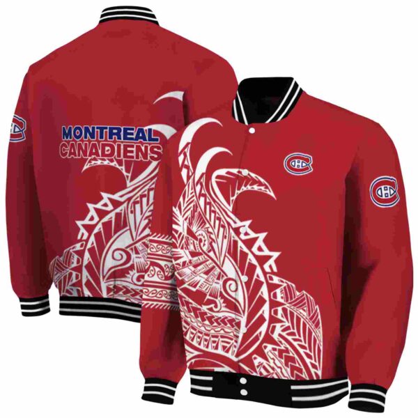montreal canadiens tribal art red white black jacket fashion forward jacketwow