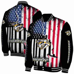 nashville predators patriotic theme black jacket fashion forward jacketwow