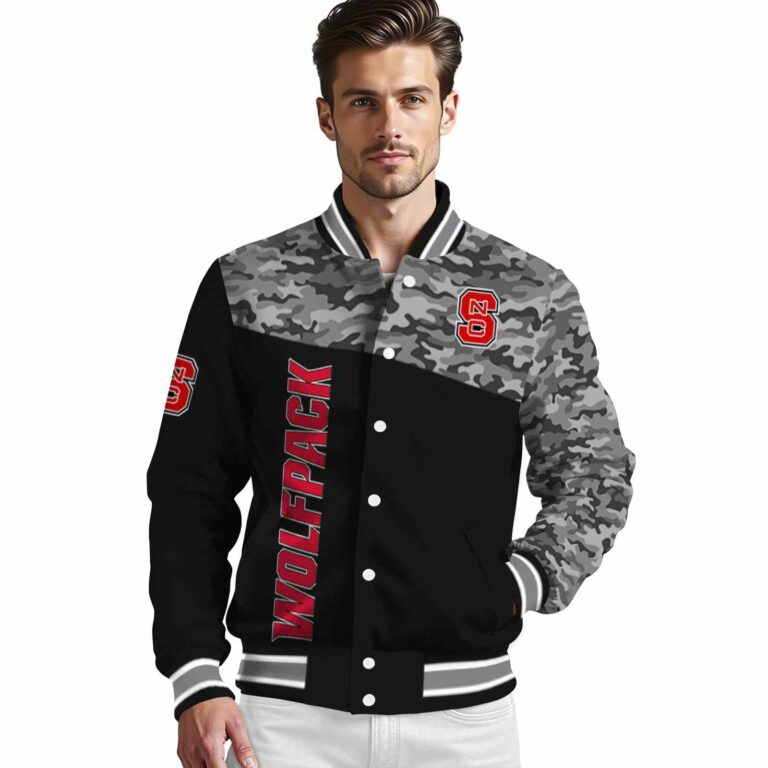 nc state wolfpack camo patchwork black jacket high quality jacketwow