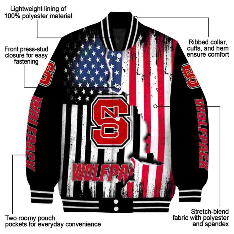 nc state wolfpack patriotic theme black jacket new arrival jacketwow