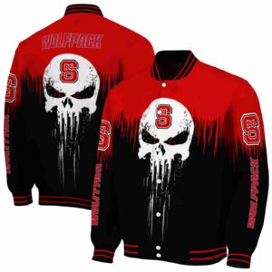 nc state wolfpack punisher skull red black white jacket fashion forward jacketwow