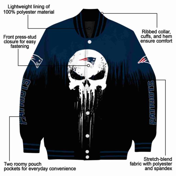 new england patriots punisher skull blue black white jacket new arrival jacketwow