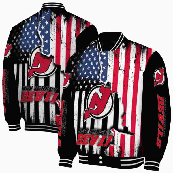 new jersey devils patriotic theme black jacket fashion forward jacketwow