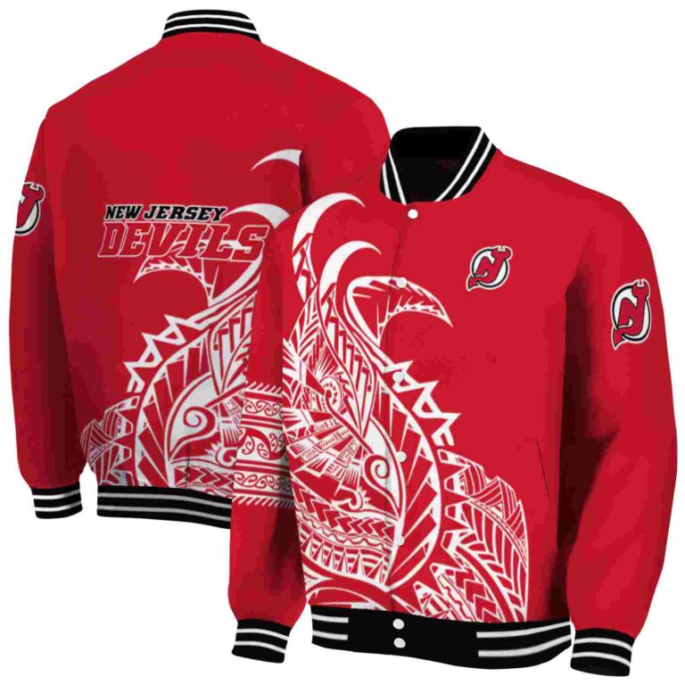 new jersey devils tribal art red white black jacket fashion forward jacketwow