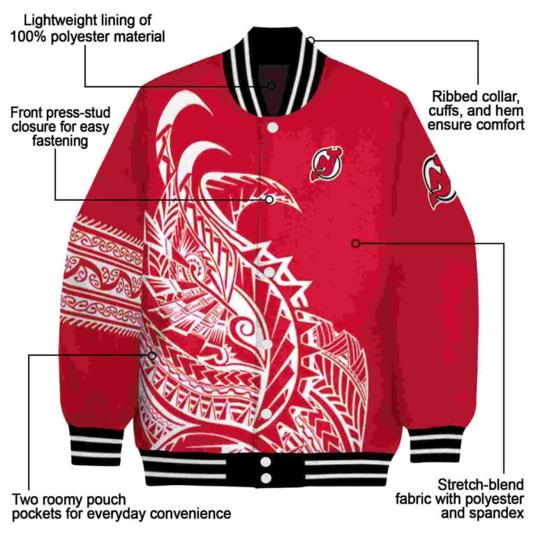 new jersey devils tribal art red white black jacket new arrival jacketwow