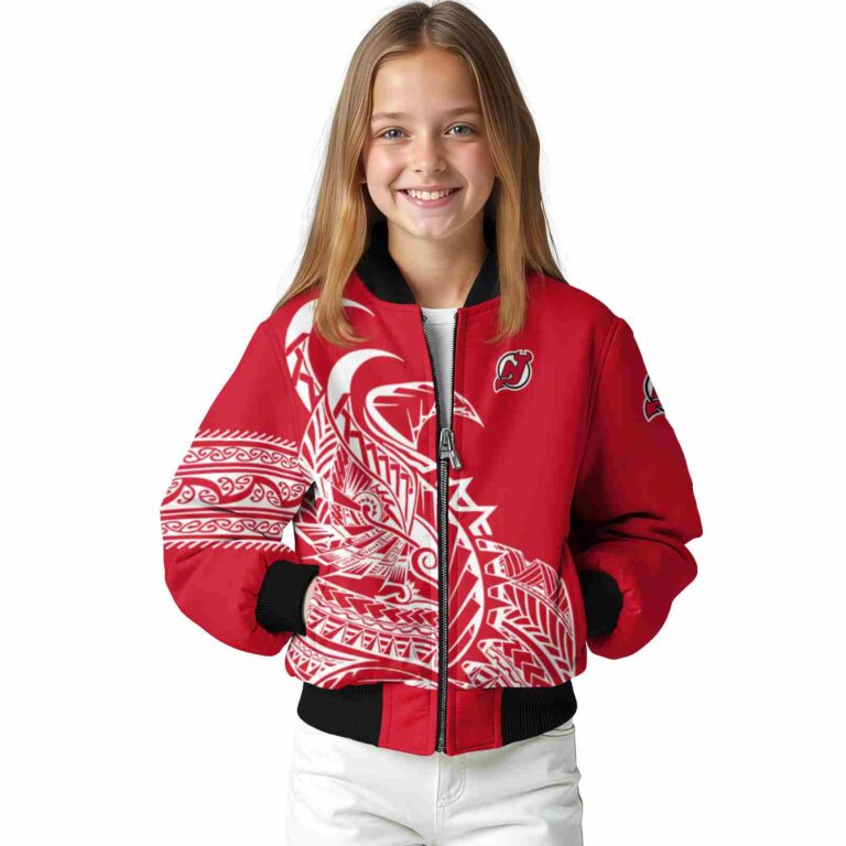 new jersey devils tribal art red white black jacket top rated jacketwow