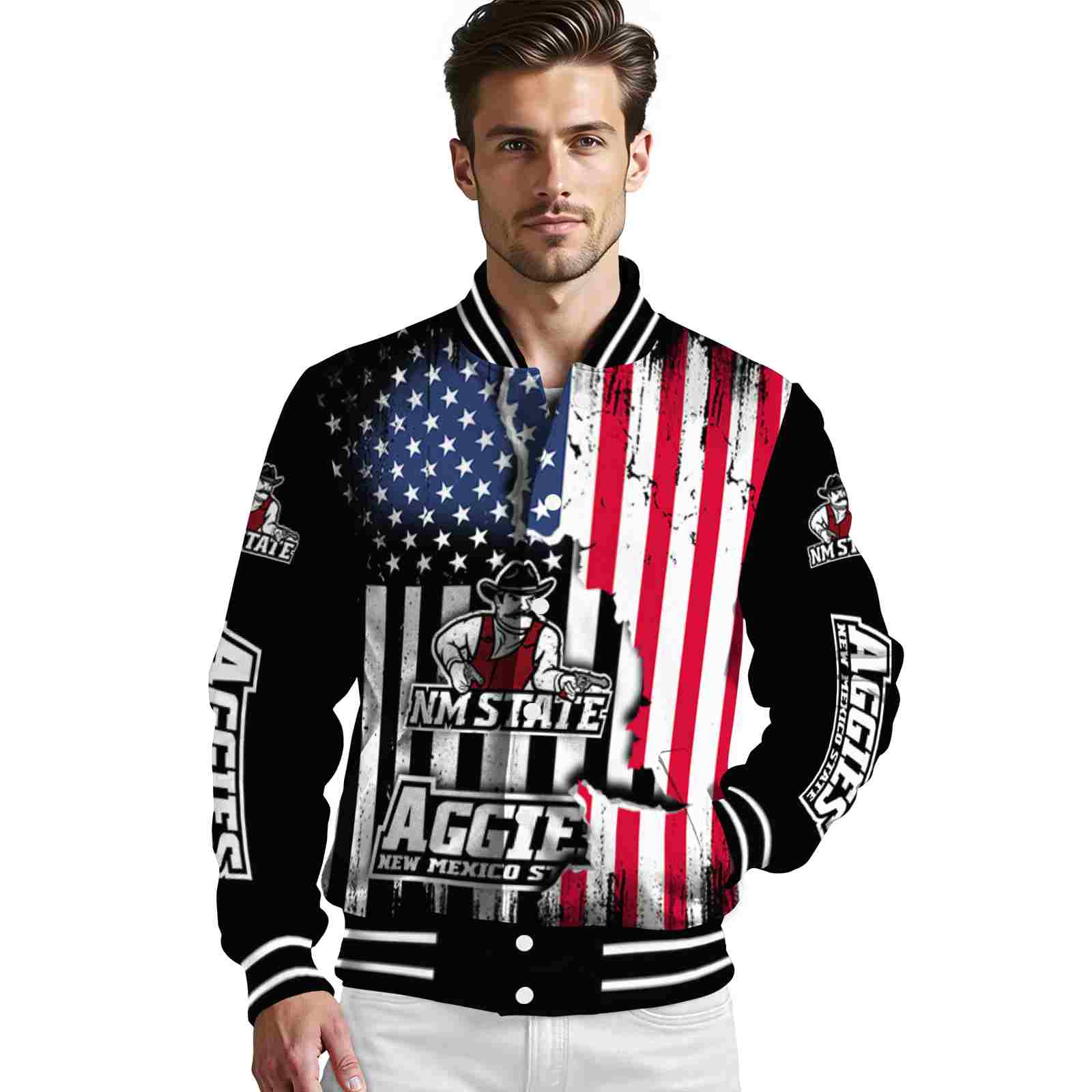 new mexico state aggies patriotic theme black jacket high quality jacketwow new mexico state aggies patriotic theme black jacket high quality jacketwow