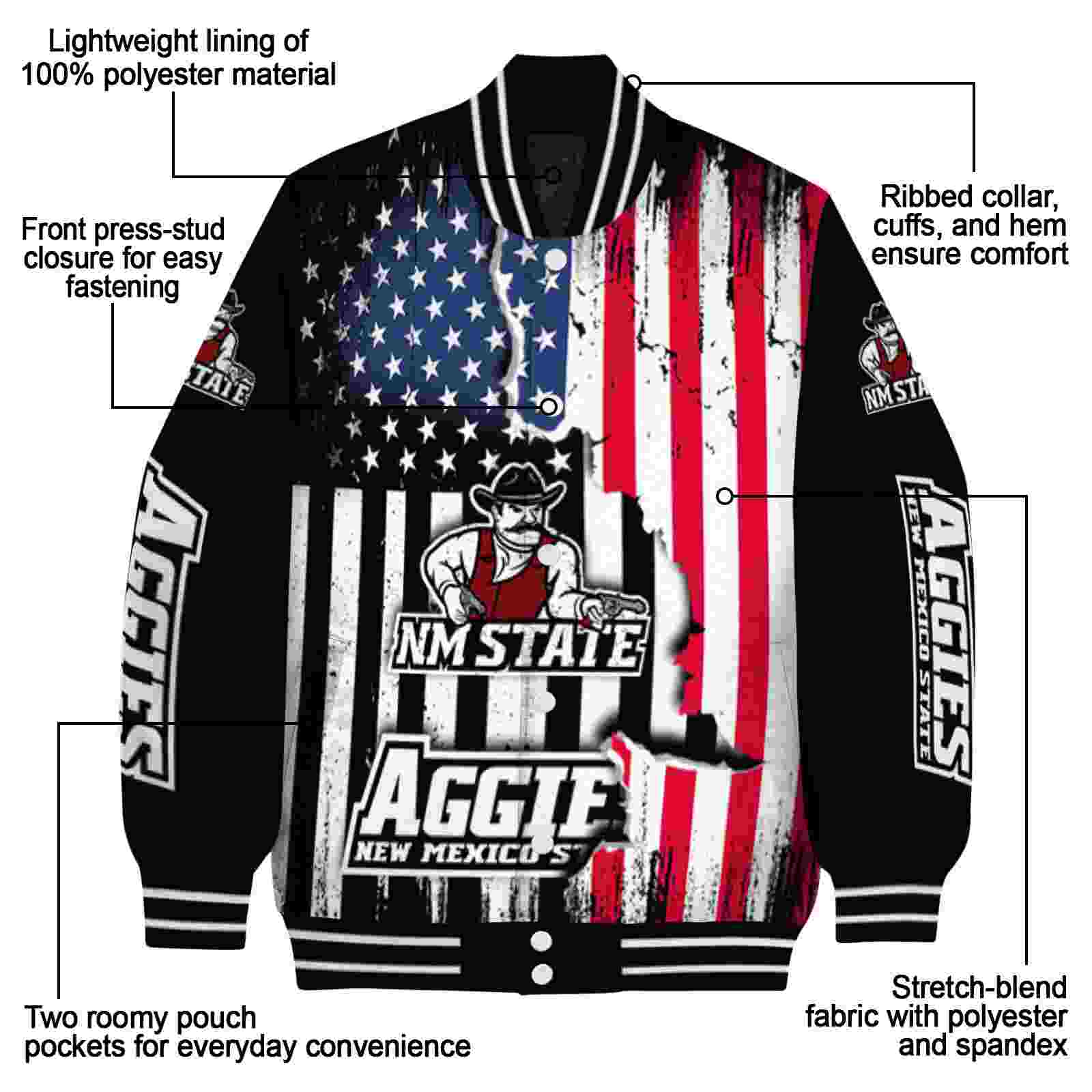 new mexico state aggies patriotic theme black jacket new arrival jacketwow new mexico state aggies patriotic theme black jacket new arrival jacketwow