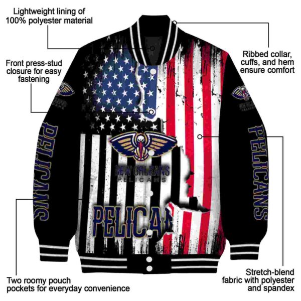 new orleans pelicans patriotic theme black jacket new arrival jacketwow