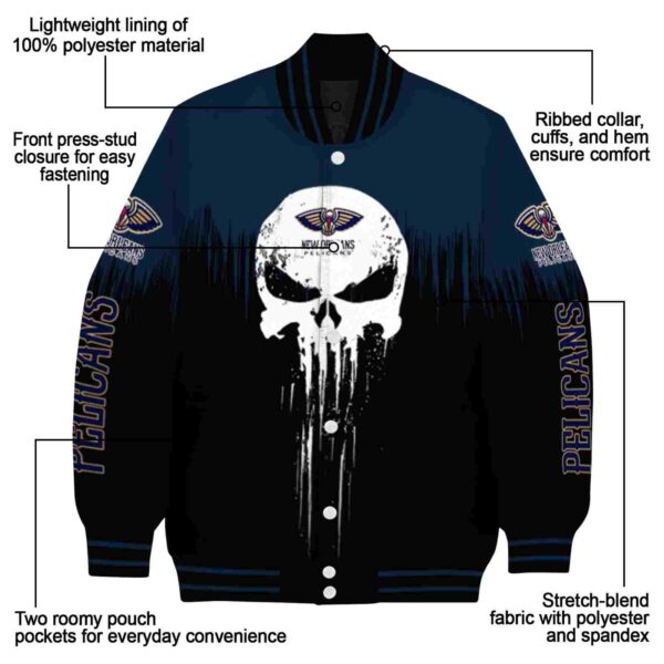new orleans pelicans punisher skull navy black white jacket new arrival jacketwow
