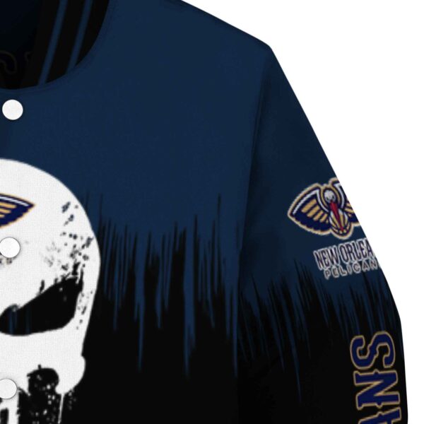 new orleans pelicans punisher skull navy black white jacket premium grade jacketwow