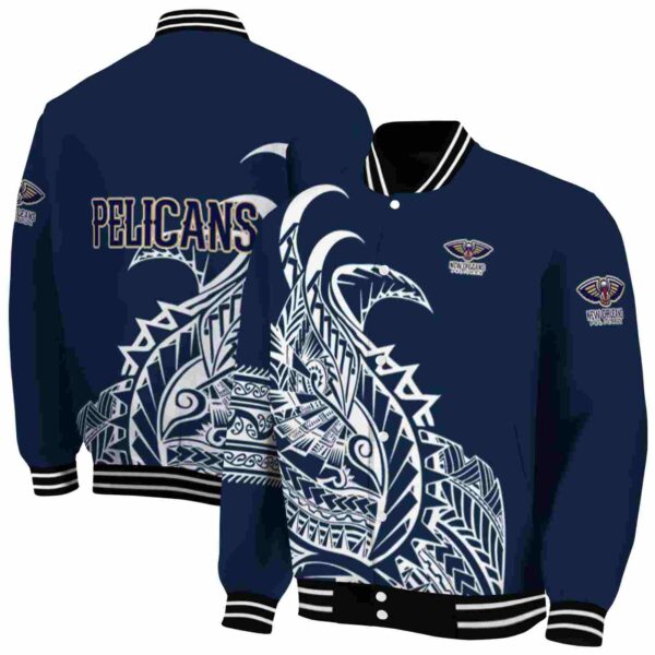 new orleans pelicans tribal art navy white black jacket fashion forward jacketwow