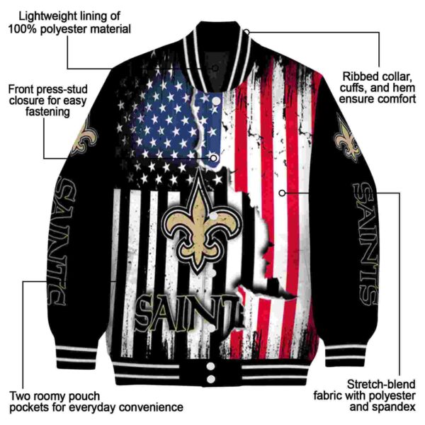 new orleans saints patriotic theme black jacket new arrival jacketwow