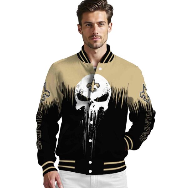 new orleans saints punisher skull gold black white jacket high quality jacketwow