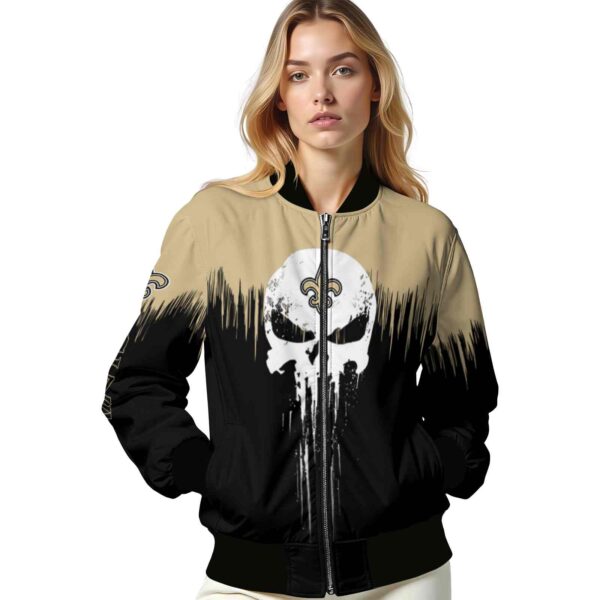 new orleans saints punisher skull gold black white jacket latest model jacketwow
