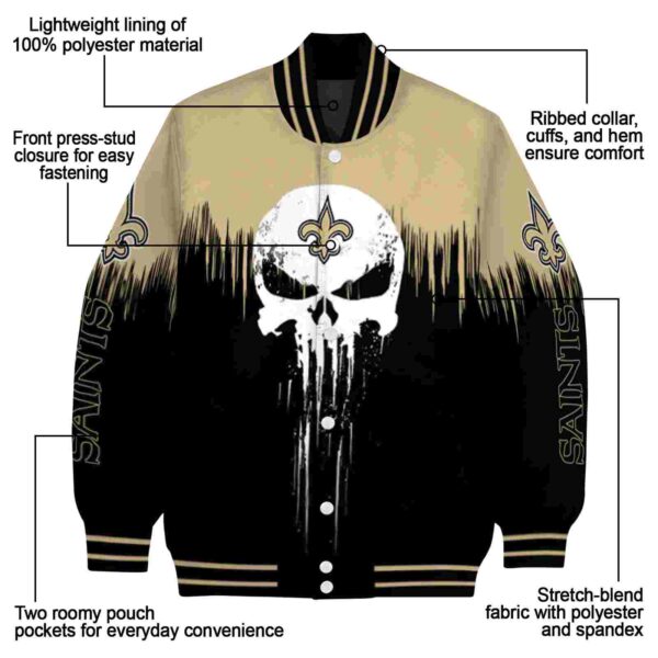 new orleans saints punisher skull gold black white jacket new arrival jacketwow