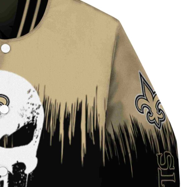 new orleans saints punisher skull gold black white jacket premium grade jacketwow