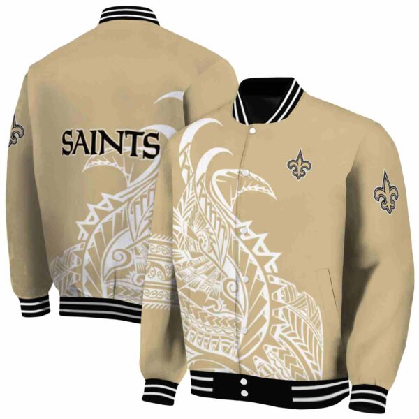 new orleans saints tribal art gold white black jacket fashion forward jacketwow