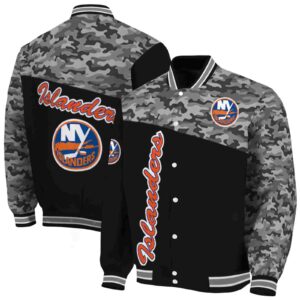 new york islanders camo patchwork black jacket fashion forward jacketwow