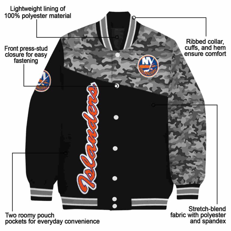 new york islanders camo patchwork black jacket new arrival jacketwow