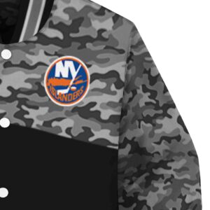 new york islanders camo patchwork black jacket premium grade jacketwow