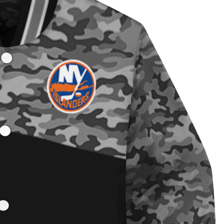 new york islanders camo patchwork black jacket premium grade jacketwow