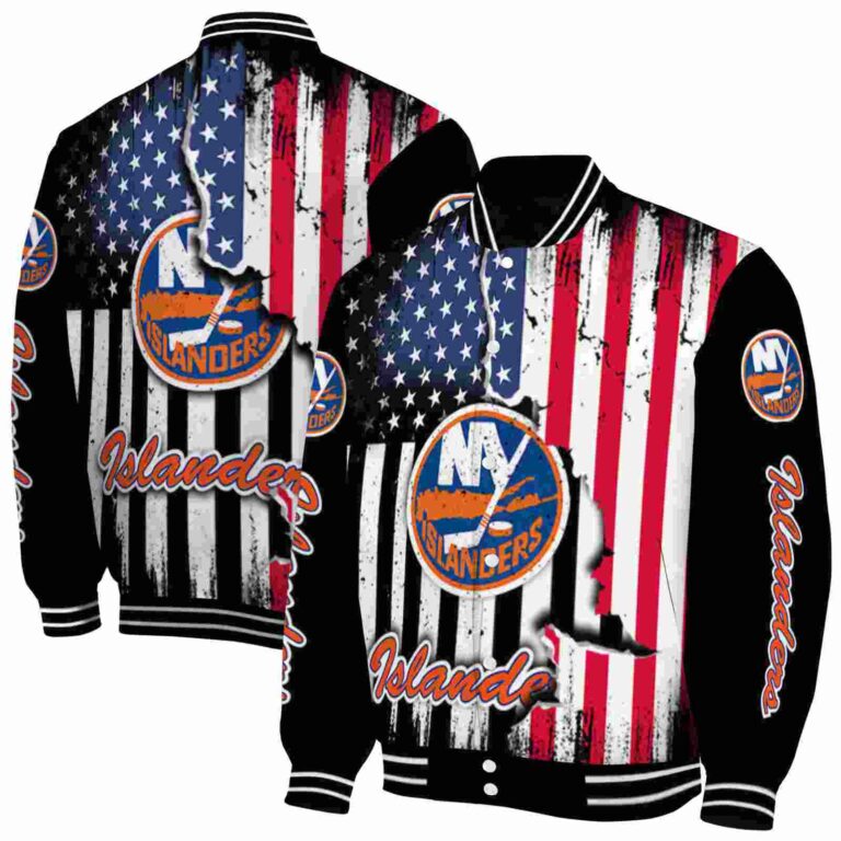 new york islanders patriotic theme black jacket fashion forward jacketwow