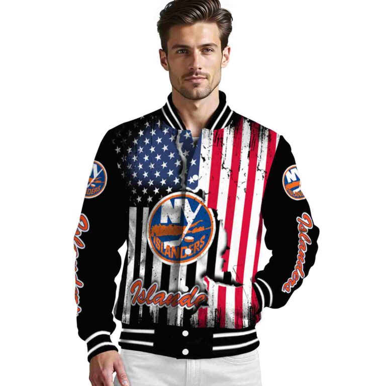 new york islanders patriotic theme black jacket high quality jacketwow