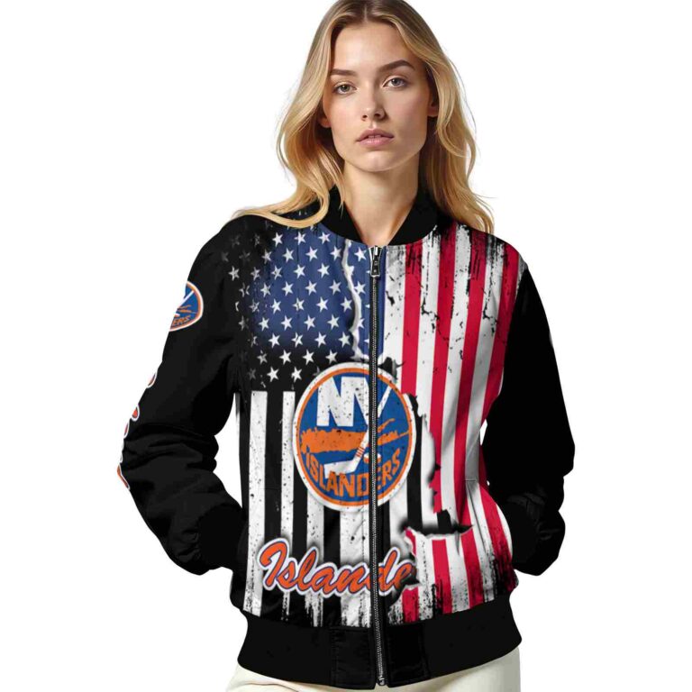 new york islanders patriotic theme black jacket latest model jacketwow