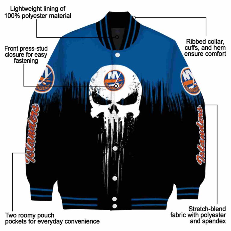 new york islanders punisher skull blue black white jacket new arrival jacketwow