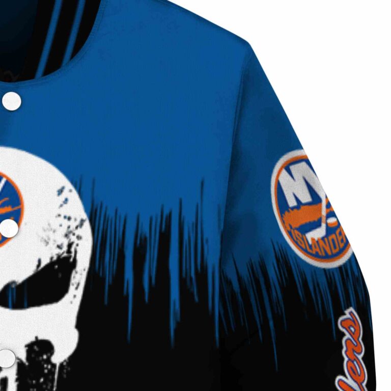 new york islanders punisher skull blue black white jacket premium grade jacketwow
