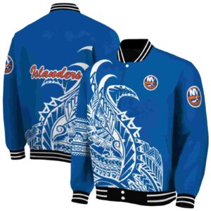 new york islanders tribal art blue white black jacket fashion forward jacketwow