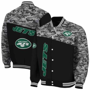 new york jets camo patchwork black jacket fashion forward jacketwow