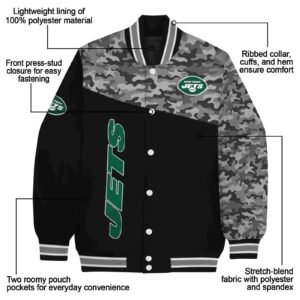 new york jets camo patchwork black jacket new arrival jacketwow