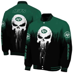 new york jets punisher skull green black white jacket fashion forward jacketwow